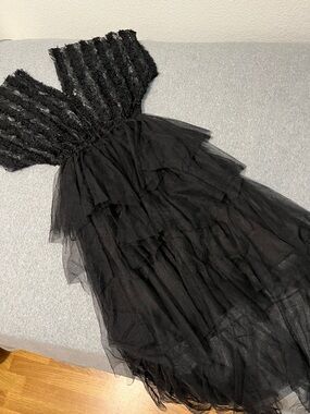 Whimsigoth Sheer Midi Dress Small Tulle Lace Tiered Fairygoth Witchy Gothic